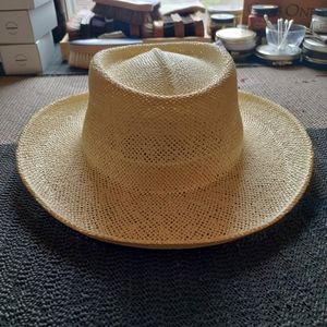 Eggshell white fedora straw hat